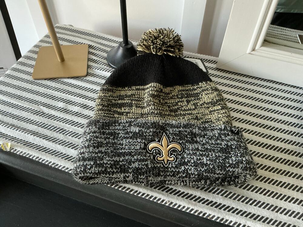 New Orleans Saints '47 Brand Static Cuffed Pom Knit Beanie Hat NWT